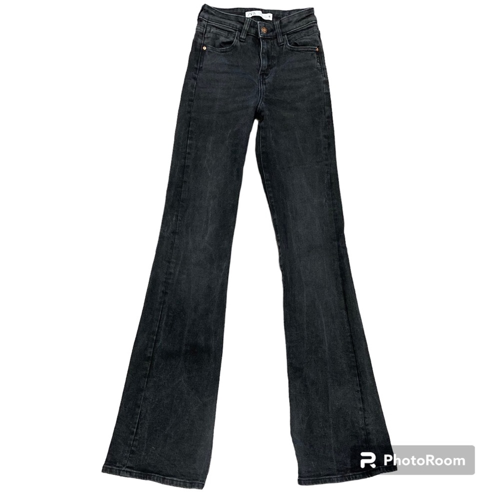Zara Black High Rise Flare Jeans Size 0